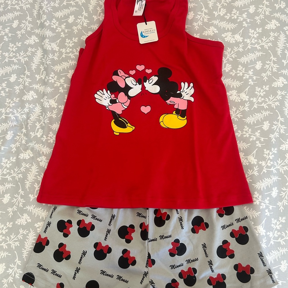 Disney Mickey Mouse Red and Gray Pajama Set